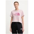 Κοντομάνικο The North Face Γυναικείο Easy Relaxed Cropped Tee Metal Pink/Cyber Berry