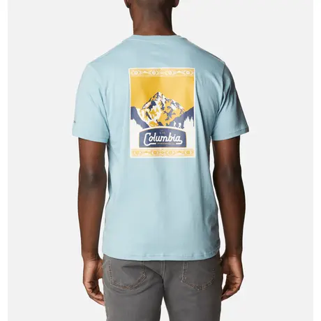 CSC M Seasonal Logo Tee Stone Blue/Timberline Trails Graphic Ανδρικό T-Shirt Columbia