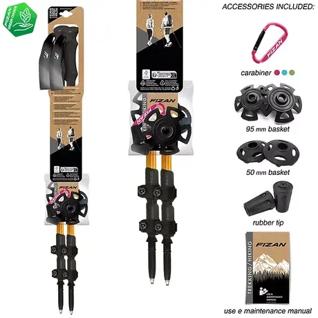 Τηλεσκοπικά Μπατόν Πεζοπορίας (Ζεύγος) Fizan Elbrus Orange