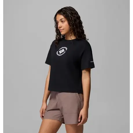 Columbia Rolling Bend™ T-Shirt Black/Gem Focused – Γυναικείο Crop Top με Τύπωμα