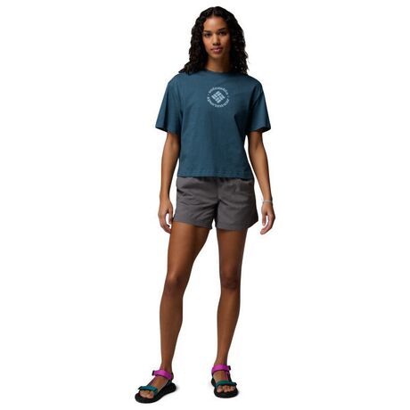 Columbia Rolling Bend™ T-Shirt Everblue/Gem Focused – Γυναικείο Crop Top με Τύπωμα
