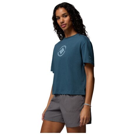 Columbia Rolling Bend™ T-Shirt Everblue/Gem Focused – Γυναικείο Crop Top με Τύπωμα