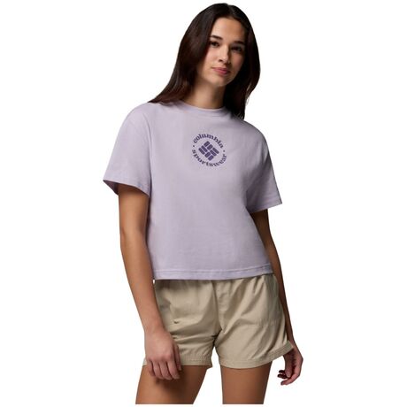 Columbia Rolling Bend™ T-Shirt Lavender Pearl/Gem Focused – Γυναικείο Crop Top με Τύπωμα
