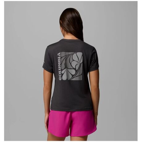 Columbia Parsons Back Graphic T-Shirt Black Heather/Floral Fun – Γυναικείο Μπλουζάκι με Τύπωμα