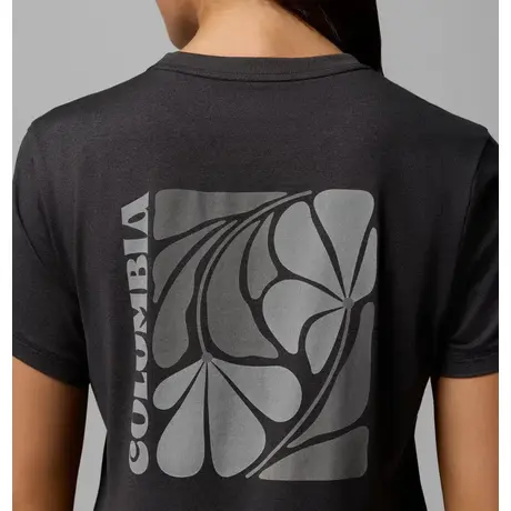 Columbia Parsons Back Graphic T-Shirt Black Heather/Floral Fun – Γυναικείο Μπλουζάκι με Τύπωμα