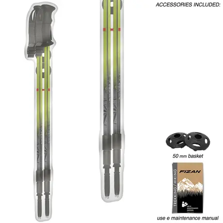 Fizan Explorer Τηλεσκοπικά Μπατόν Πεζοπορίας Lime/Grey